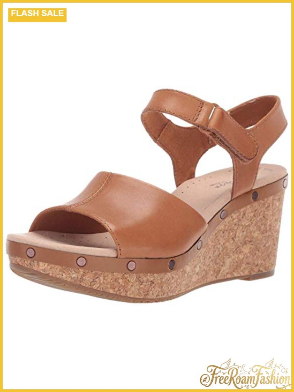 Clarks Annadel Clover Leather Wedge Sandal Platform OrthoLite Cushion Soft